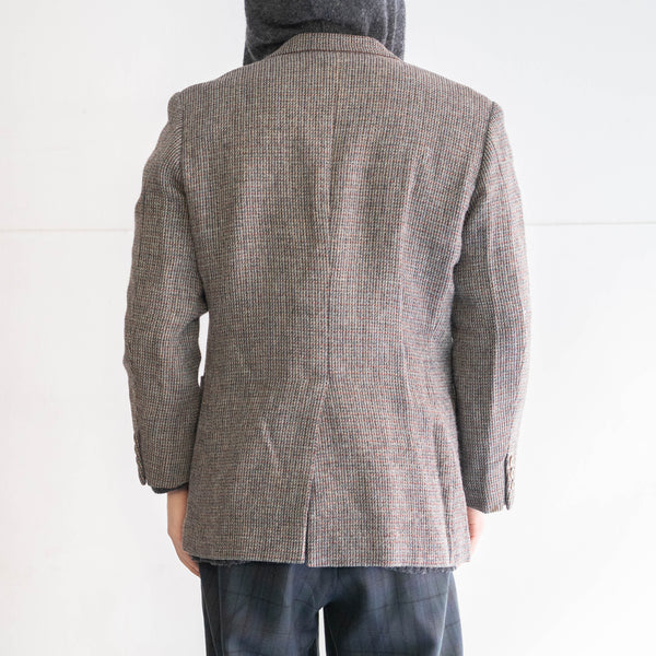 around 1980s Japan vintage light blown based red × lights blue tweed tailored jacket