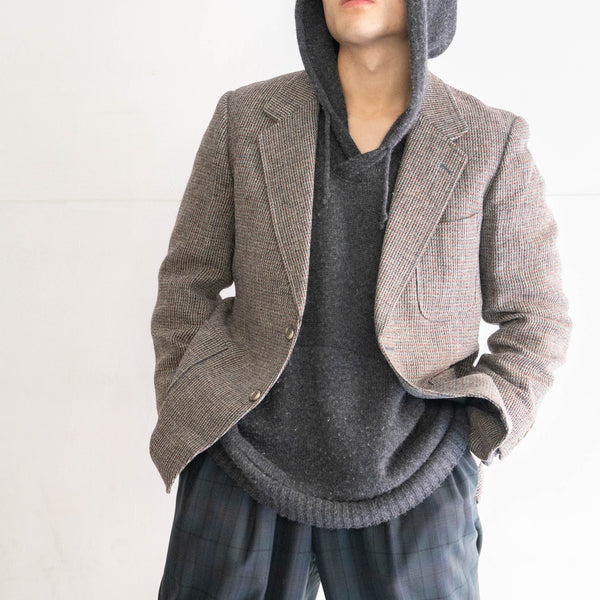 around 1980s Japan vintage light blown based red × lights blue tweed tailored jacket