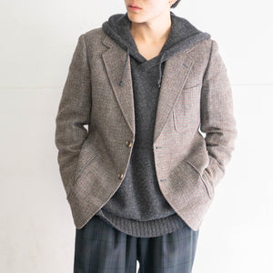 around 1980s Japan vintage light blown based red × lights blue tweed tailored jacket