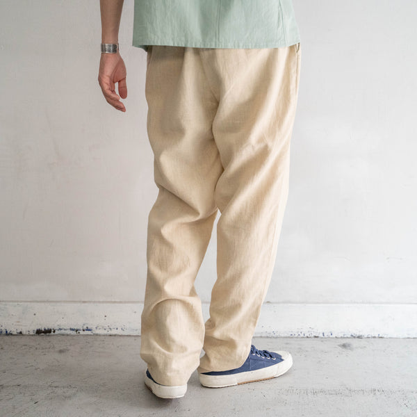 1990s ivory color linen 100 tapered pants