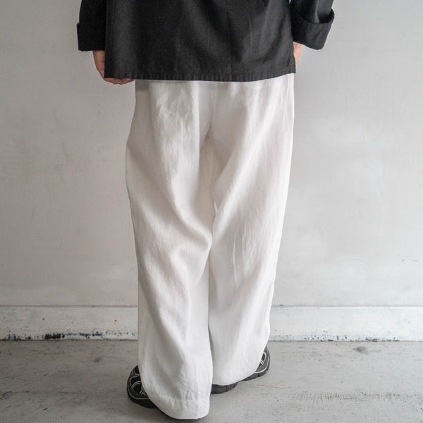 around 1990s white linen 2 tuck wide pants