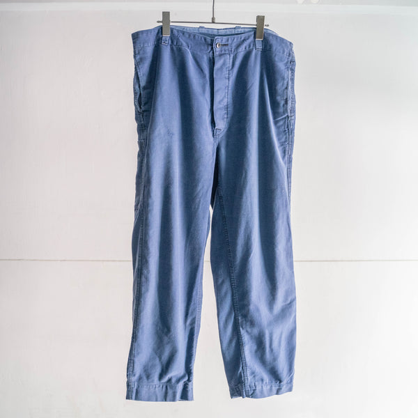 around 1970s France blue color cotton twill work pants 'good fade'