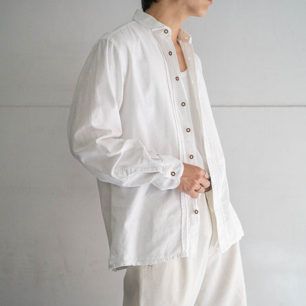 around 1990s white color tyrolean shirt 'with front design'