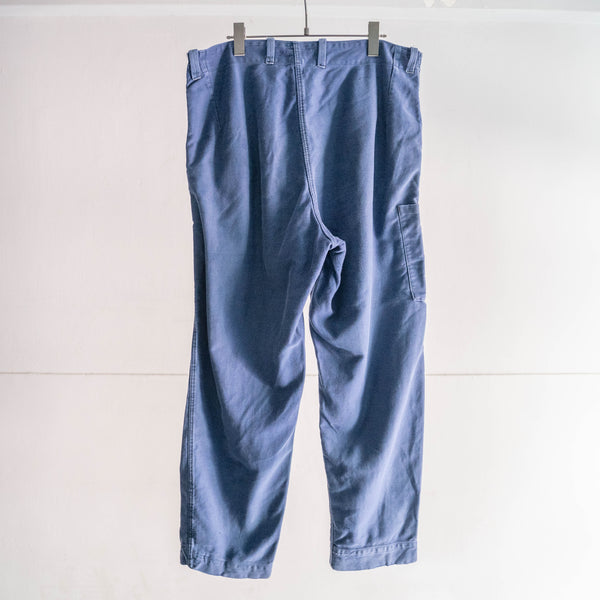 around 1970s France blue color cotton twill work pants 'good fade'