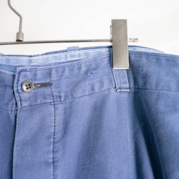 around 1970s France blue color cotton twill work pants 'good fade'