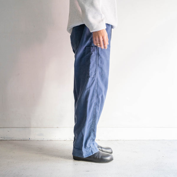 around 1970s France blue color cotton twill work pants 'good fade'