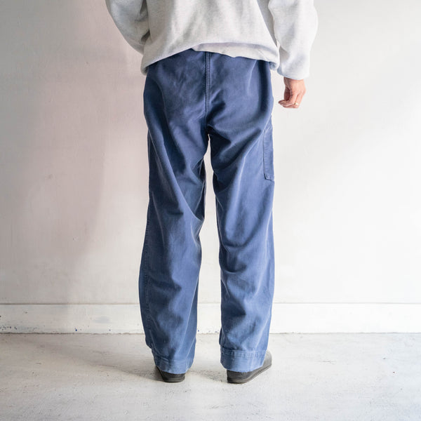 around 1970s France blue color cotton twill work pants 'good fade'