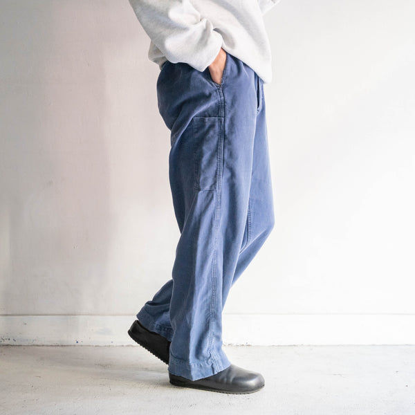 around 1970s France blue color cotton twill work pants 'good fade'