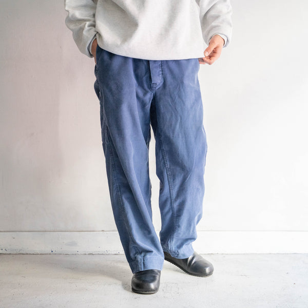 around 1970s France blue color cotton twill work pants 'good fade'