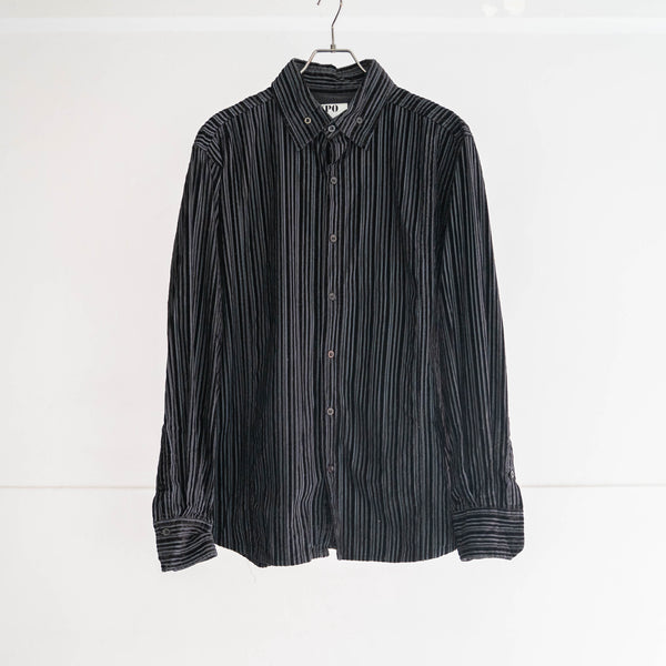 2000s cotton 100 velour black stripe shirt
