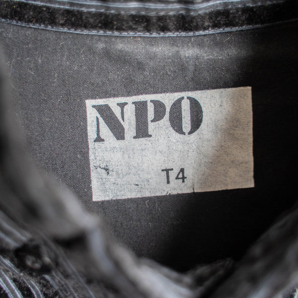 2000s cotton 100 velour black stripe shirt