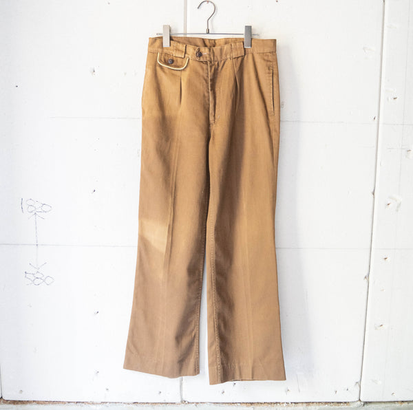 around 1980s brown color flare chino pants -good fade-　