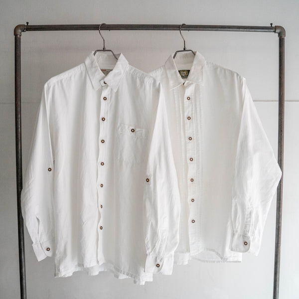 around 1990s white color tyrolean shirt 'with front design'