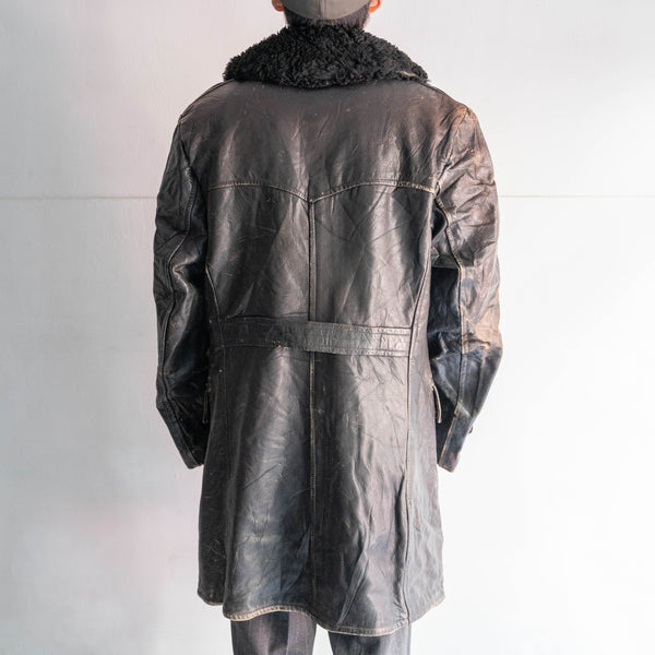 around 1940s Swedish military leather car coat