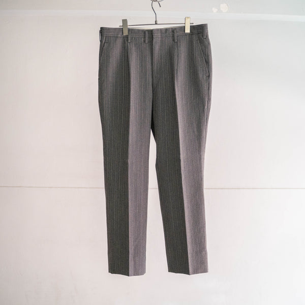 1990s Japan vintage black × gray stripe wool slacks