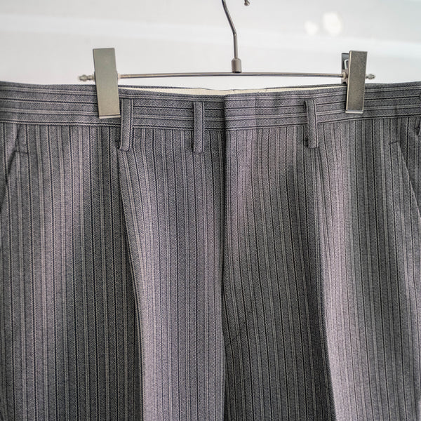 1990s Japan vintage black × gray stripe wool slacks