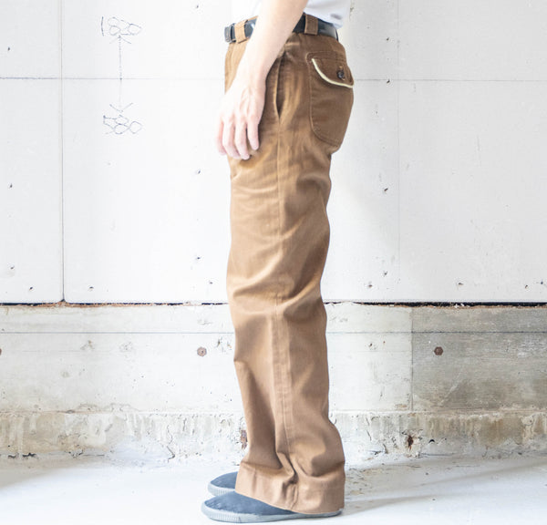 around 1980s brown color flare chino pants -good fade-　