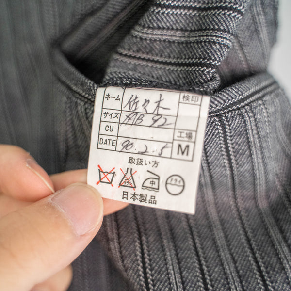 1990s Japan vintage black × gray stripe wool slacks