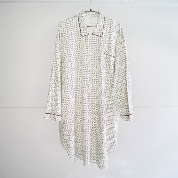 1970-80s Europe white color all over pattern grangpa shirt -pajama like-