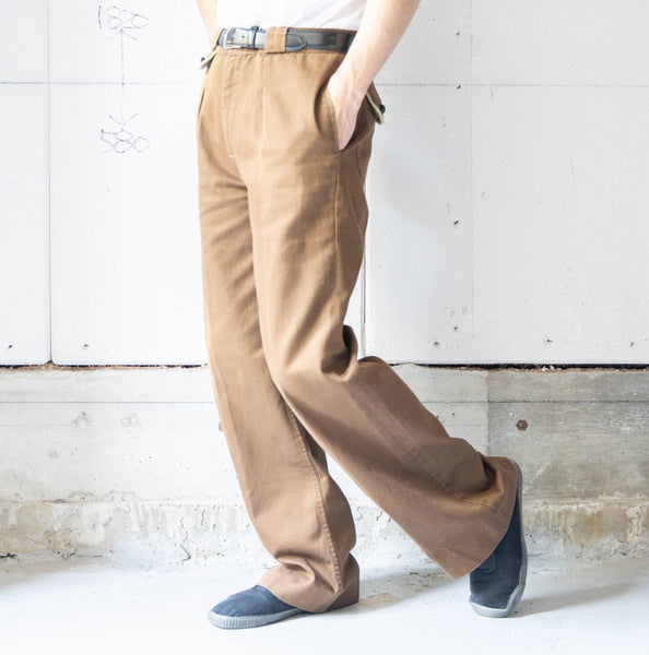 around 1980s brown color flare chino pants -good fade-　