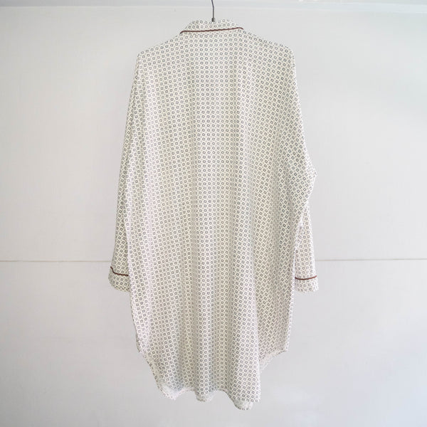 1970-80s Europe white color all over pattern grangpa shirt -pajama like-