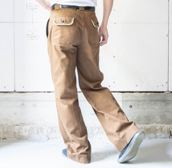 around 1980s brown color flare chino pants -good fade-　