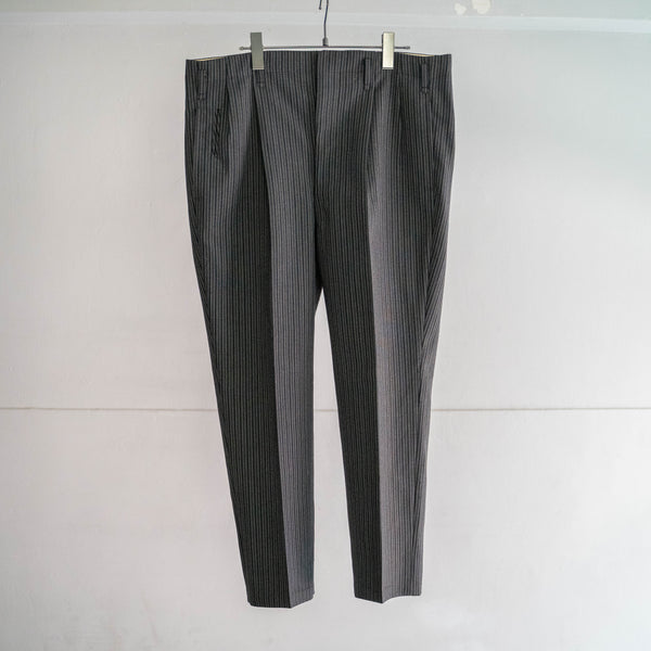 around1970s Japan vintage black × gray stripe wool slacks -with watch pocket-