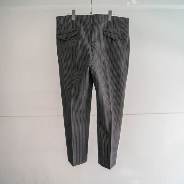 around1970s Japan vintage black × gray stripe wool slacks -with watch pocket-