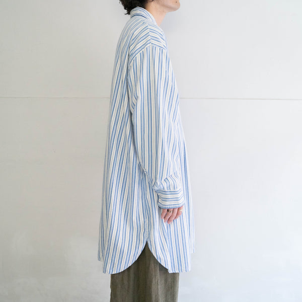 1970-80s Europe blue color striped grandpa shirt -pajama like-