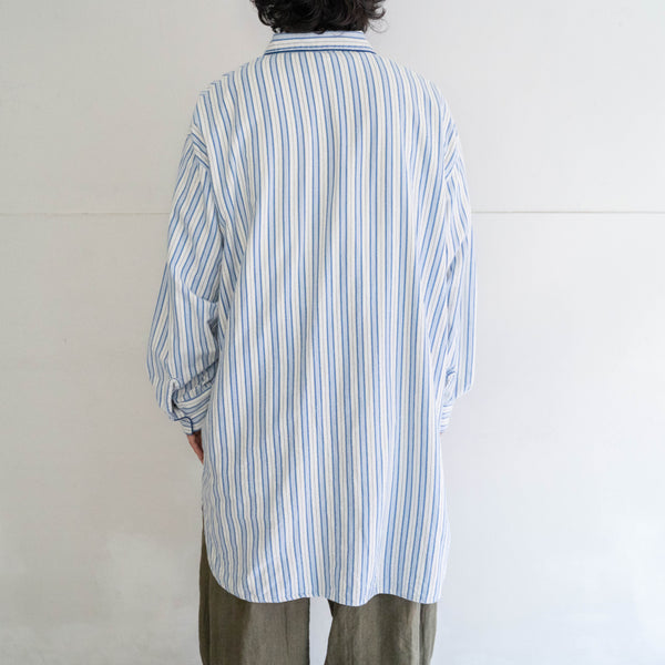 1970-80s Europe blue color striped grandpa shirt -pajama like-