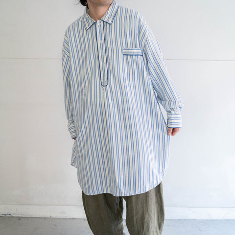 1970-80s Europe blue color striped grandpa shirt -pajama like-