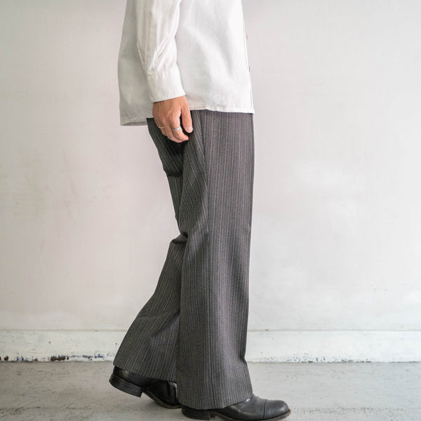 1990s Japan vintage black × gray stripe wool slacks