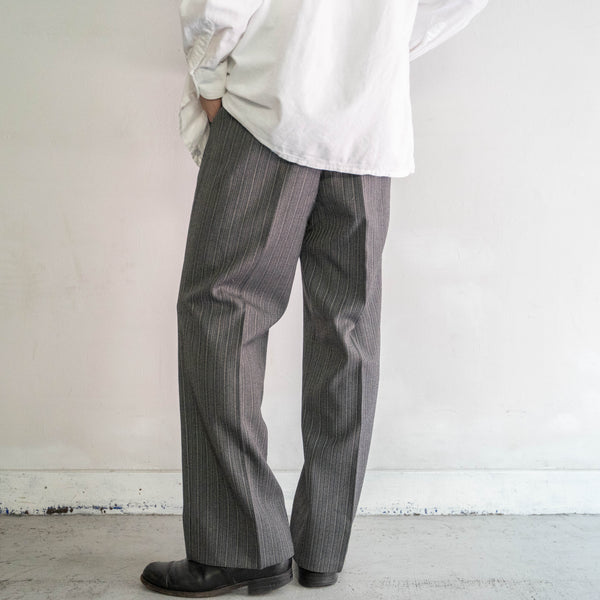 1990s Japan vintage black × gray stripe wool slacks