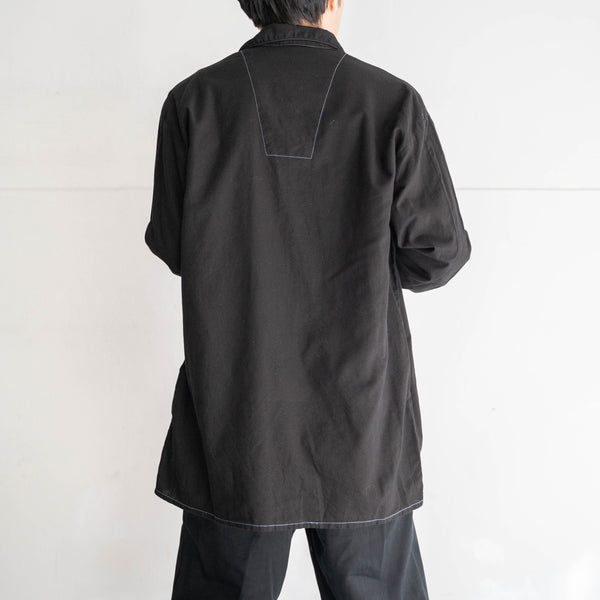 1990s pajama shirt with blue stitch -black dyed-