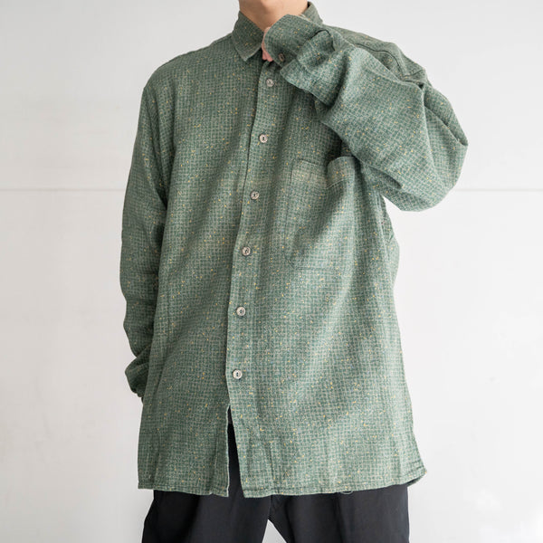 1980-90s Europe green × yellow full open shirt