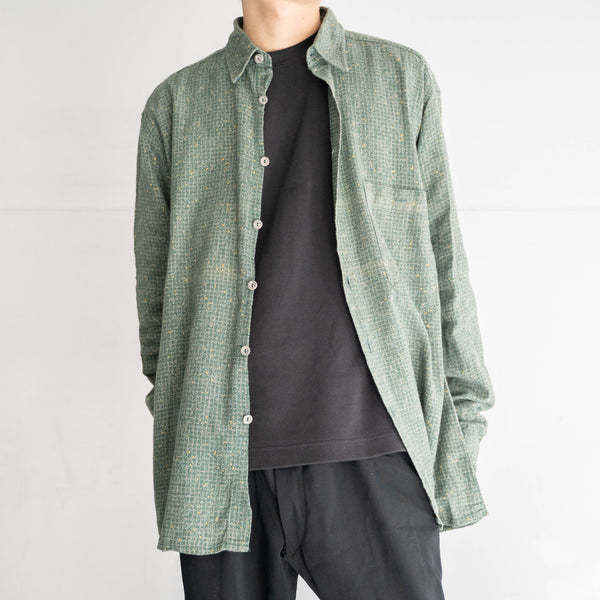 1980-90s Europe green × yellow full open shirt