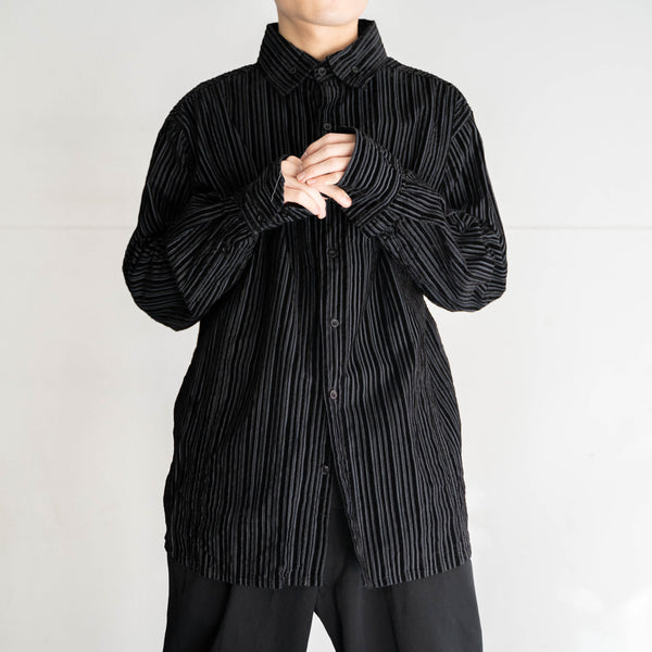 2000s cotton 100 velour black stripe shirt