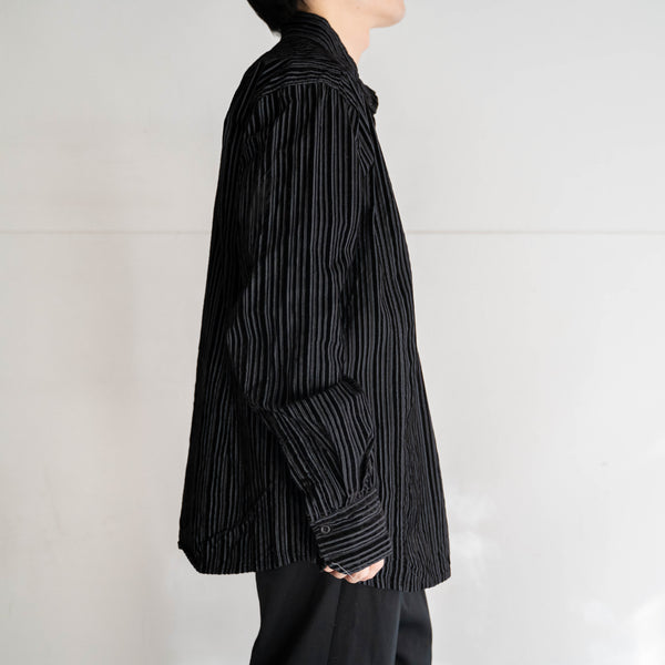 2000s cotton 100 velour black stripe shirt