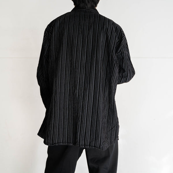 2000s cotton 100 velour black stripe shirt