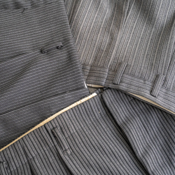 1990s Japan vintage black × gray stripe wool slacks