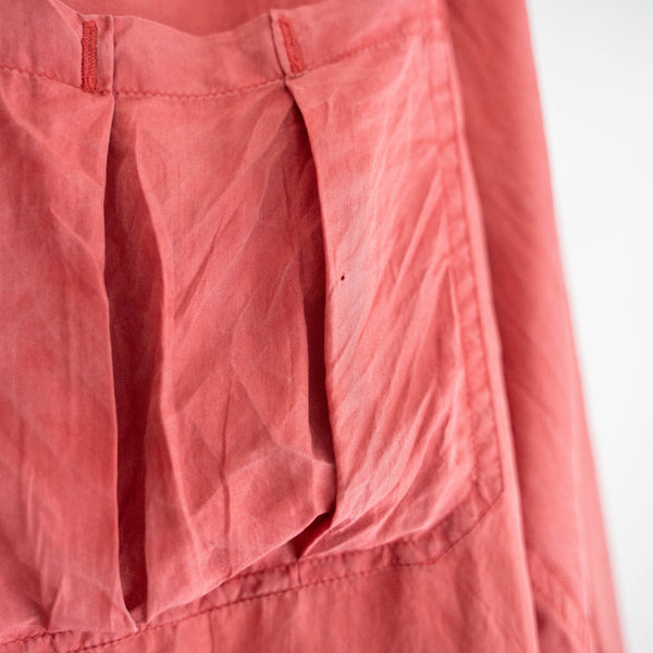1990s orange pink silk 100 shirt -with strange pocket-