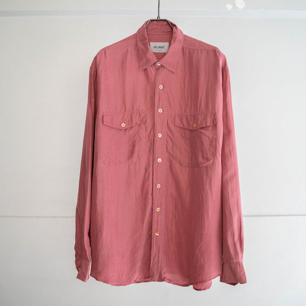 1990s salmon pink silk 100 shirt -with 2 pockets-