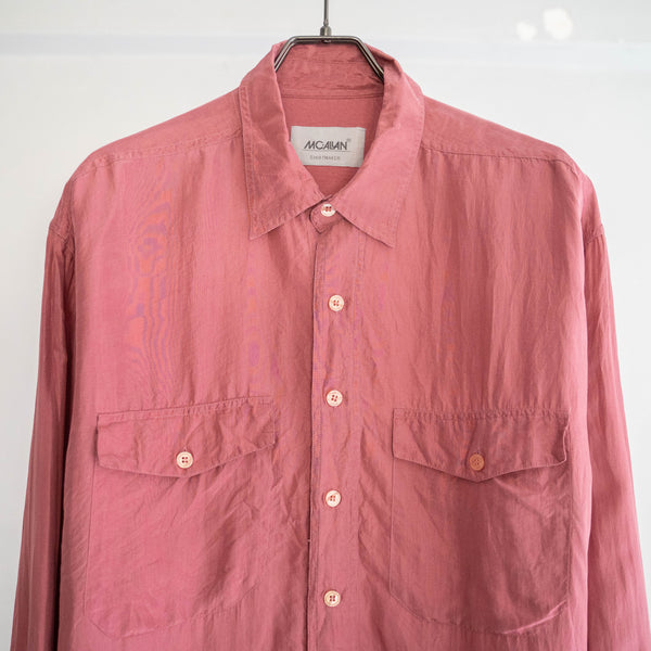 1990s salmon pink silk 100 shirt -with 2 pockets-