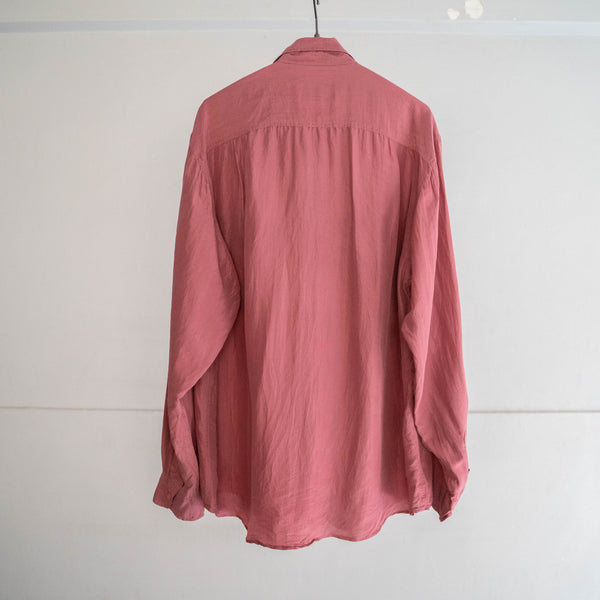 1990s salmon pink silk 100 shirt -with 2 pockets-