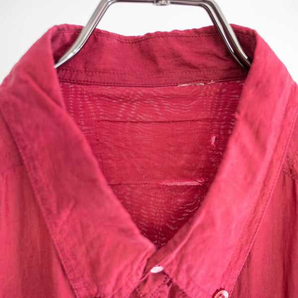 1990s wine red silk 100 shirt -with flap pocket-