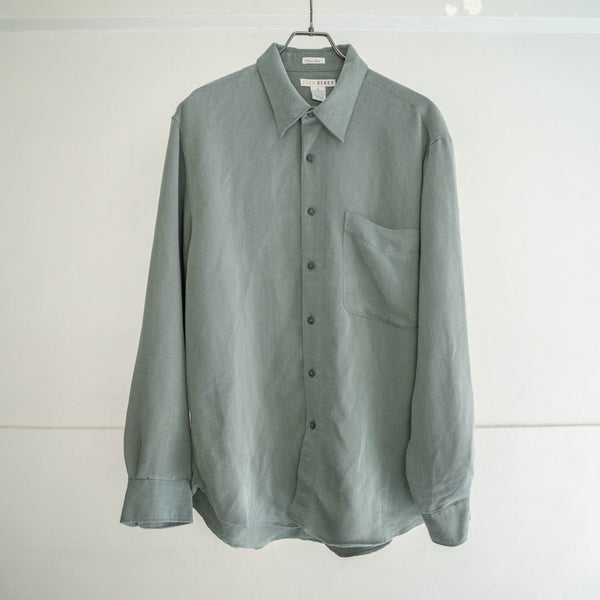 1990s gray green rayon × poly box shirt