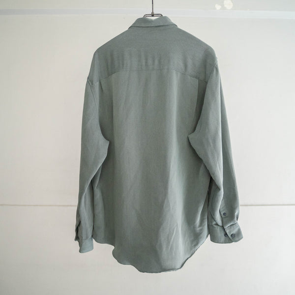 1990s gray green rayon × poly box shirt
