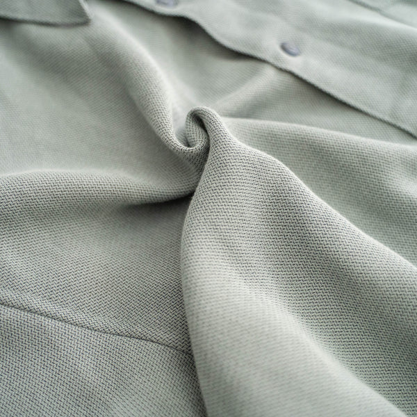 1990s gray green rayon × poly box shirt