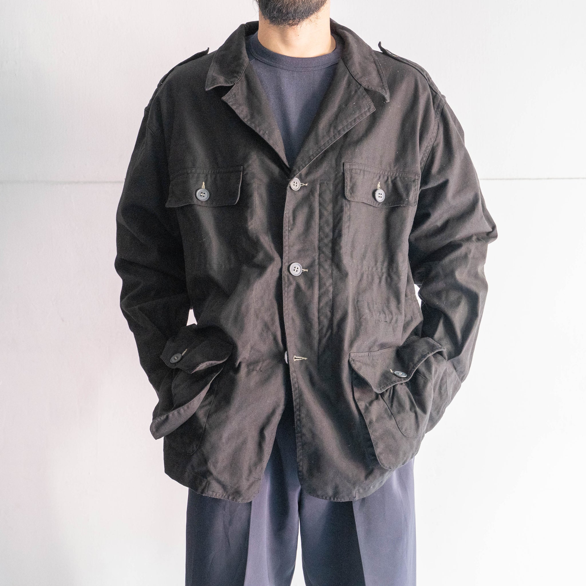 around 1970s French china hunting jacket 'dead stock' 'black dyed'