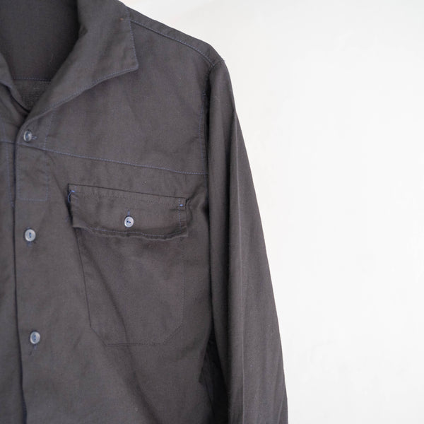 1970s France work shirt 'dead stock' 'without epaulette' -black dyed-　